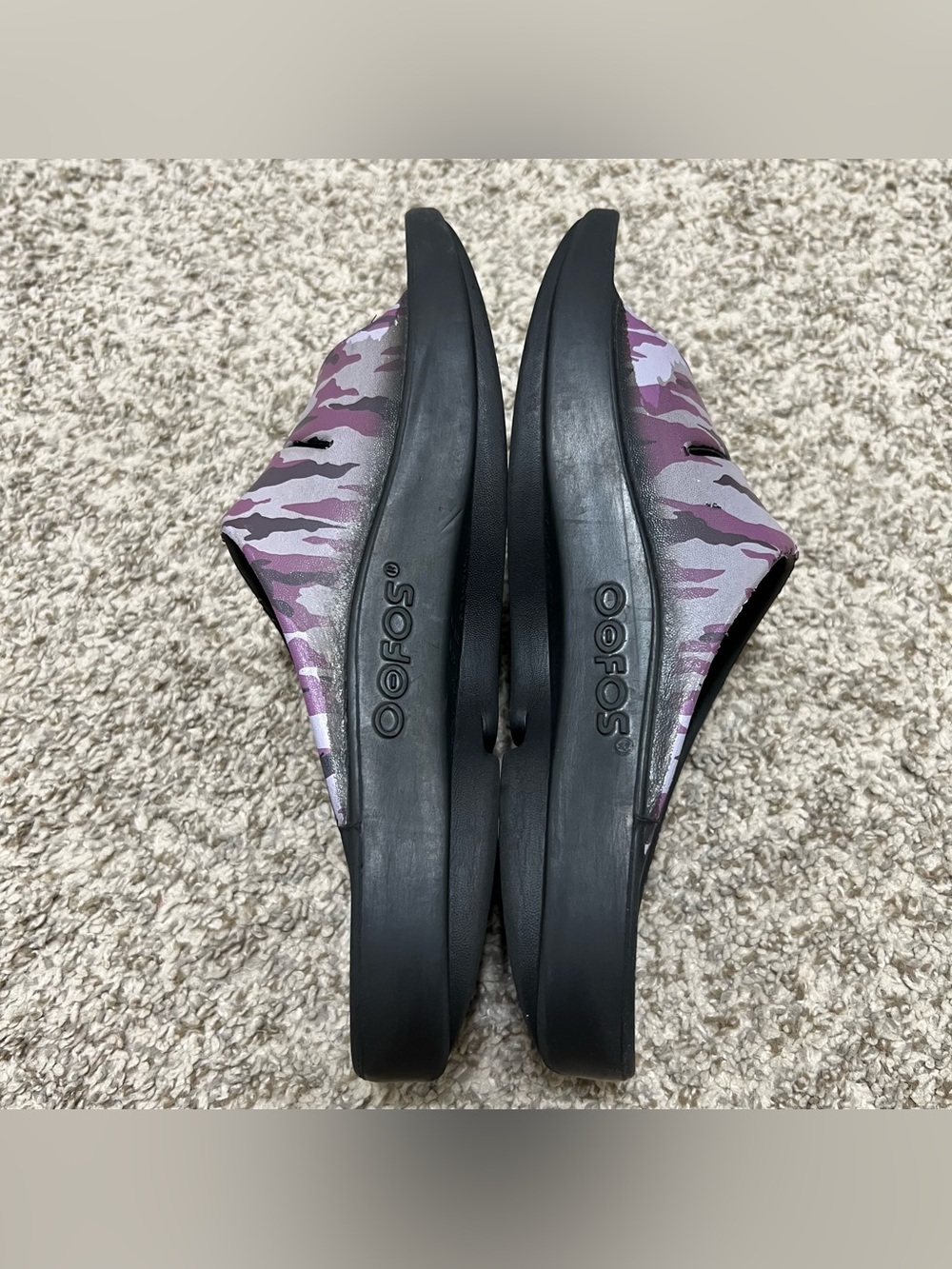 OOFOS OOahh Sport Slides Purple Camo Unisex Size M6/W8 - Picture 5 of 8